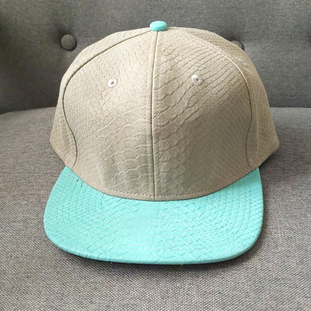 Flat Billed Turquoise and Gray Men's Cap / Hat from Lids, Never Worn
